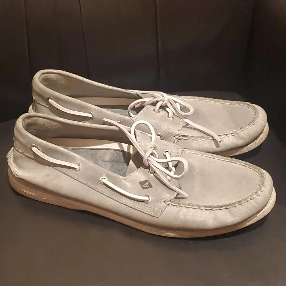 SPERRY Top - Sider Leather Grey Boat Shoes - Size 13‎